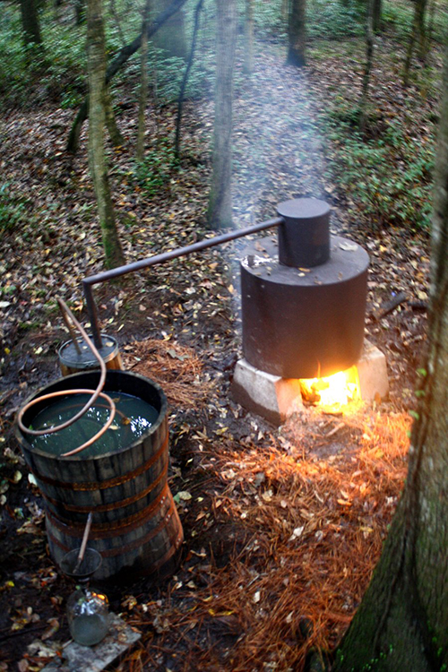 produzione moonshine alambicco