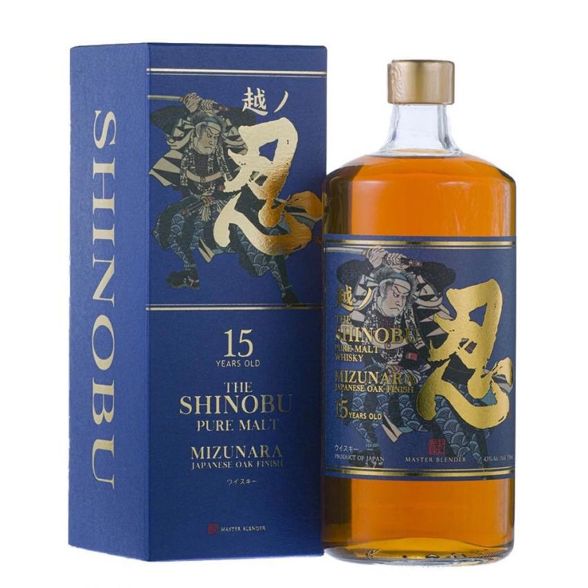 The Shinobu Pure Malt 15 Years Old Whisky MIZUNARA Japanese Oak Finish 43% Vol. 0,7l in Giftbox